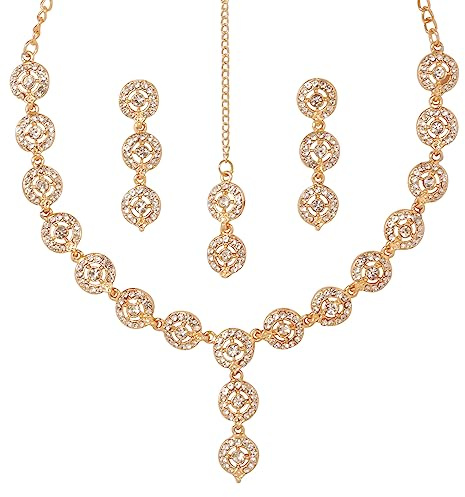 Sunsoul by Touchstone Indian jewelry sets for women gold wedding guest necklace set bollywood accessories simple desi jewellery statement pageant bride elegant prom rhinestone necklaces
