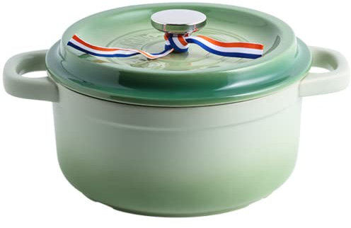 con una sartén, Cazuela De Barro Resistente Al Calor, for Cocinar Verduras, Pescado Y Carne, Olla De Cerámica con Tapa, Olla Moderna con 2 Asas,Marrón,4L (Color : Green)