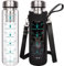 DEARRAY 1l Trinkflasche Glas mit Sieb to Go, 1000ml Teeflasche für Losen Tee, 1 Liter Flasche mit Filter für Cold Brew Kaffee, Bpa Frei Glasflasche