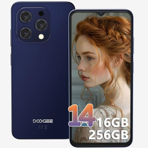 DOOGEE N55 Pro Smartphone 16GB + 256GB 1TB TF Octa Core, Smartphone Android 14 6.56 HD+ 90Hz, 5150mAh Batteria 13+8MP Fotocamera Telefono, Face ID/OTG/GPS/Widevine L1 Telefono Cellulare Blu