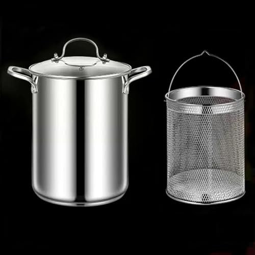 304 Stainless Steel Asparagus Pot, 4.5 L/5 L, Asparagus And Vegetable Steamers, Pasta Pot And Spaghetti With Removable Basket And Visible Glass Cover, Deep Pan With Oil