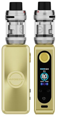 Vaporesso GEN SE Kit | 80W Vaporesso SE MAX Mod -Vape DL - 3ml Auto-Open Top iTank T Clearomizer Fit GTI Mesh Coil (Gti 0.2Ω/ 0.4Ω) E Cigarette Vaporizer No Nicotine No Liquid (Oro platino)