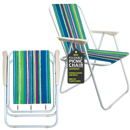 My Garden Folding Chair Set of 2 Fold Up Deck Chairs for Kids 600D Polyester Fabric Beach, Garden, Patio & Picnic Chairs Easy to Carry Lightweight Outdoor Camping Chair (Aqua Green)