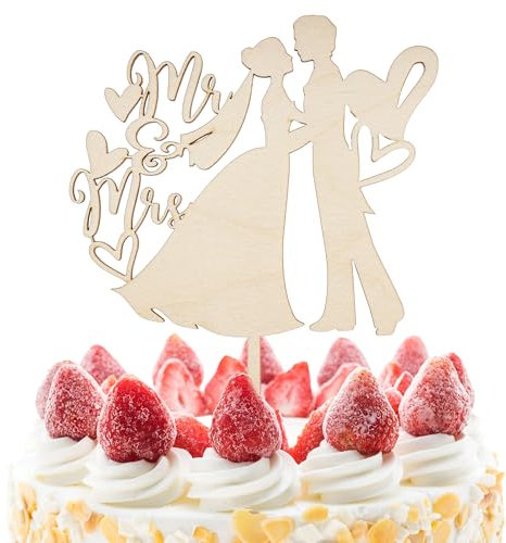 J&M DECO Décoration de gâteau en bois 15 x 20 cm Pour mariage et anniversaire Décoration comestible 4 mm Durable et alimentaire Fabriqué en UE