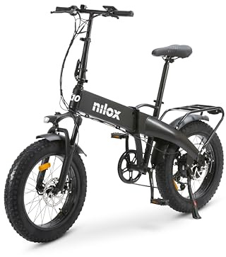 Nilox, Ebike X10 Ultra, Bici Elettrica Pieghevole, Fino a 90 km di Autonomia, Fino a 25 Km/h, Motore da 48 V/250 W e Batteria 48 V-13 Ah, Gomme FAT 20 x 4, Cambio a 6 Velocità