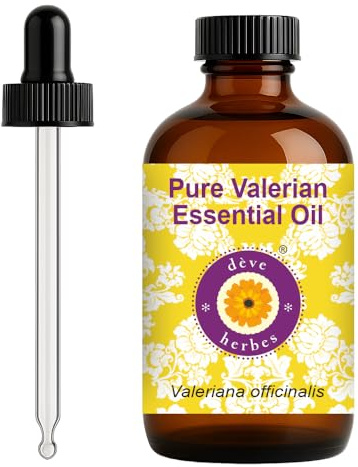 Deve Herbes Pure Valerian Essential Oil (Valeriana officinalis) with Glass Dropper Steam Distilled 120ml (4 oz)