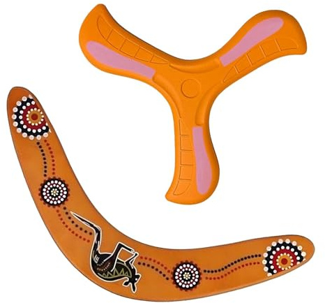 FveVqe Kids’ Boomerang & Frisbee Set – The Boomerang Returns Easily + Soft Frisbee for Kids – Outdoor Toys for Beginners, Park/Beach, Ages 6+ (2-Pack, Bright Colors)