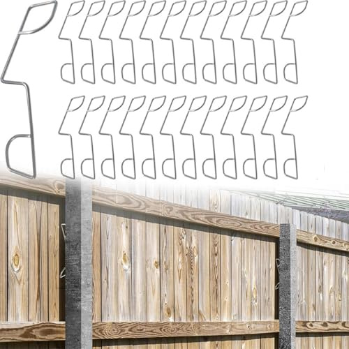 25/50Pcs Fence Panel Grips Clips Stainless Steel Fence Panel Wedges Garden Post Mounting Clamps for Stop Fence Panels Rattling Garden Wind Protector (25PCS)