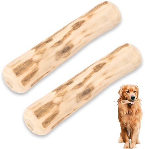 JUGUTA 2PCs Bois Jouet Bâton À Mâcher Pour Chien Et Chiots En Bois De Cerf Soins Dentaires Naturels