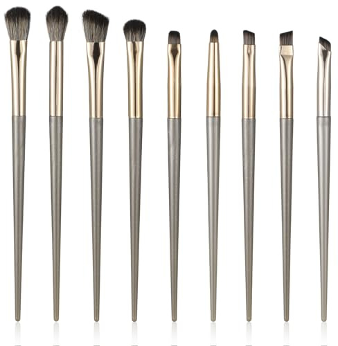 10PCS Professional Eyebrow Eyeliner Makeup Brushes Set Gold Eye Makeup Brushes Small Eyeshadow Brush Fluffy Eyeshadow Brush Angled Eyebrow Brushs for Eye Eyeshadows Blending, Brows, Liner, Concealer