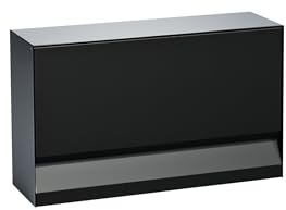 RENZ Erwin 611101 Boîte à journaux (Couleur Noir Profond RAL 9005M, Le Rabat s'ouvre vers l'extérieur, avec matériel de Montage et Autocollant « Journal », Dimensions 117 x 375 x 226 mm)