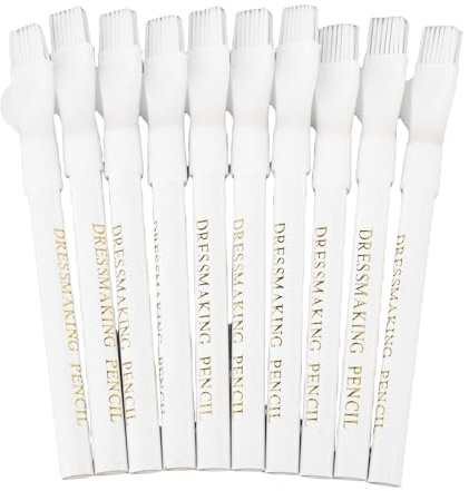 Hapivida Crayons de Marqueur à Craie Solubles à l'Eau pour Tissus, Set de 10 avec Capuchon et Brosse pour Marquage Précis en Couture, Quilting et Projets de Tailleur, Outils de Tra
