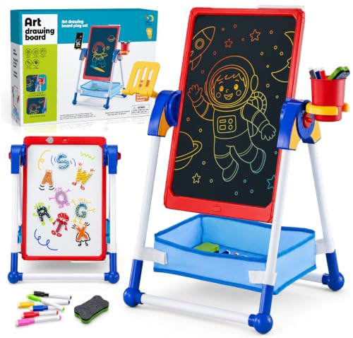 Art Easel for Kids Toys, 21 Inch LCD Drawing Board & Writing Whiteboard