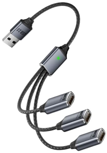 Generico Multipel Laddningskabel - 26 cm 10,24 tum 1 Svart Aluminiumlegering Splitter Strömkabel | Multiportadapter för Fordon, Lastbil, Husbil, Road Trip,