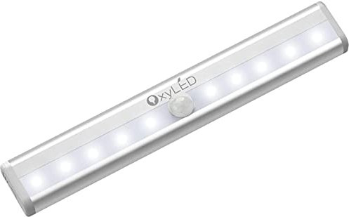 OxyLED Schranklicht mit Bewegungsmelder, Schrankbeleuchtung LED Bewegungsmelder Innen Batterie Mit Stick-On Magnetstreifen Auto Ein/Aus Schranklampe mit Bewegungsmelder für Treppe Küchen