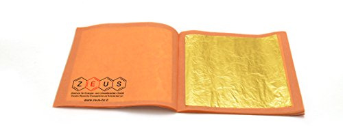 ZEUS - Pan de oro auténtico 24 kt - 25 hojas - 8 x 8 cm