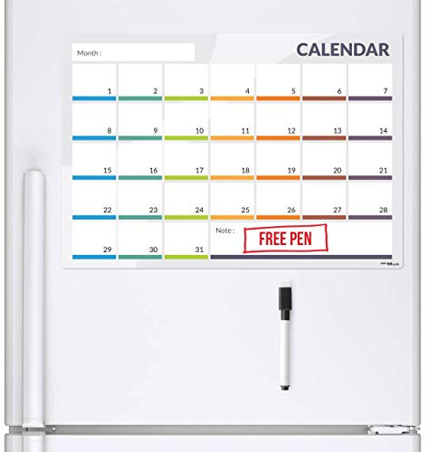CKB Ltd® 31 Day-Calendario Magnetico Per Frigorifero/Lavagna Magnetica Bianca Con Marcatore Cancellabile A Secco & Pen-Magnet Whiteboard Memo-Office-Bacheca Agenda Planner Giornaliera
