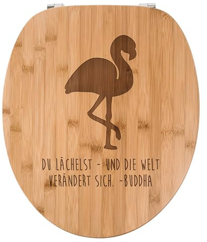 Mr. & Mrs. Panda WC Sitz Flamingo - Geschenk, Toilette, Klobrille, Toilettendeckel, Pink, Flusskrebse, WC-Sitz, Federn, Klodeckel