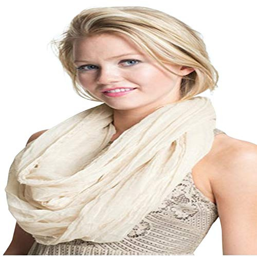 CJ Apparel Mobius Infinity - Bufanda circular de tubo circular Pashmina, Marfil, Talla única
