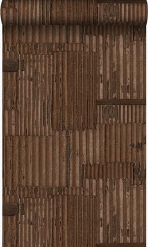 Origin Wallcoverings tapet industriell korrugerad plåt 3D rostbrunt 53 cm x 10.05 m
