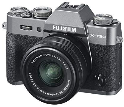 Fujifilm X-T30 Mirrorless Digital Camera, Charcoal Silver with Fujinon XC15-45mm Optical Image Stabilisation Power Zoom Lens kit, Black