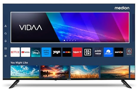 MEDION 108 cm (43 Zoll) Ultra HD Fernseher (Smart-TV, HDR10, VIDAA Store, Prime Video, Disney+, DAZN, Paramount+, HbbTV, PVR, Bluetooth, MD 843200)