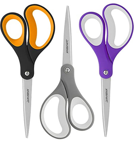 JARVISTAR Forbici da Ufficio e Multiuso, 3 Pezzi, Acciaio Inossidabile, Titanio, 21.5 cm, Nero/Grigio/Viola