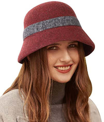 Adigaber Sombrero Gorra para Mujer Lana Bowler Cloche Bucket Bombines Fedora Derby Vintage Invierno Sombrero