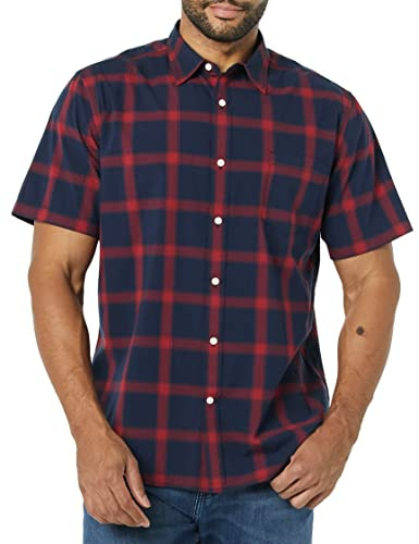 Amazon Essentials Homme Chemise en Popeline à Manches Courtes Coupe Ajustée