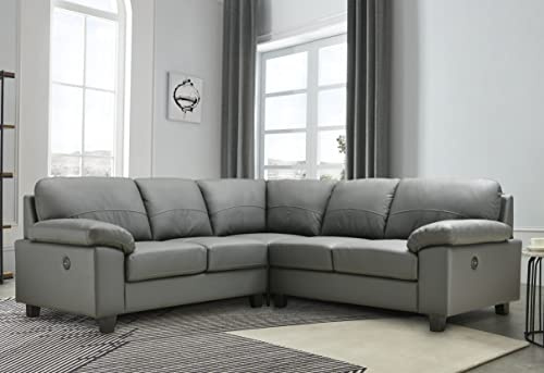 SC Furniture Ltd Dark Grey Genuine Leather Corner Sofa + USB Ports BOSTON (Dark Grey)