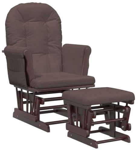 vidaXL Poltrona Glider con Sgabello Marrone in Tessuto