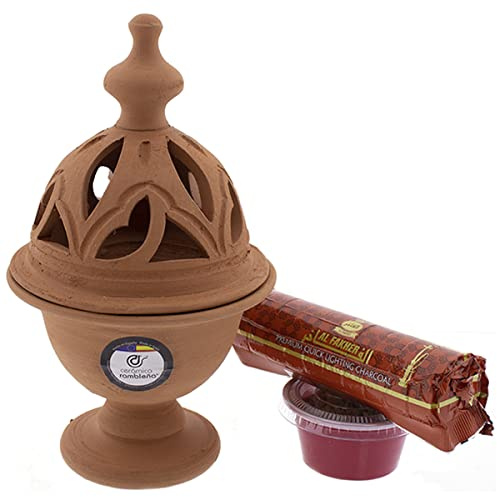 CERÁMICA RAMBLEÑA | Incensario de barro rojo | Incensarios religiosos | Incensarios originales | Incensario semana santa | Incensario Cáliz | 100% Hecho a mano | 10.5x10.5x18 cm | Accesorios INCLUIDOS