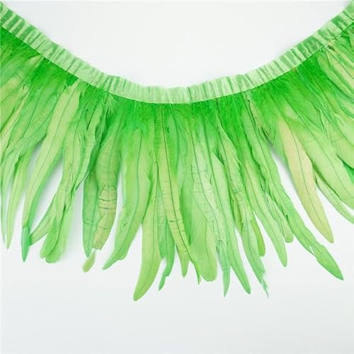 2 Meter Hahnenschwanzfederbesatz, Handarbeitszubehör, farbige Federfransen, Nähen, Karnevalsfedern, DIY-Feiertagsdekorationen, Apfelgrün, 30–35 cm, 12–14 Zoll