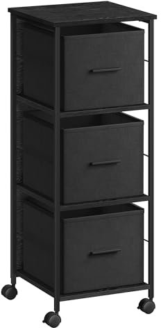 VASAGLE Filing Cabinet with 3 Drawers, Printer Stander, for A4, Letter-Size Files, Hanging File Folders, File Storage Box, Home Office, Ebony Black and Ink Black OFC058B56