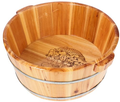Yardwe Wooden Foot Basin, Wood Foot Tub Wooden Bucket Foot Bath Wood Bucket for Foot Bath, Soak, Massage, Spa, Sauna