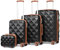 British Traveller Hartschalenkoffer Set Kosmetikkoffer-M-L-XL-Koffersets Reisegepäck-Sets TSA Schloss Koffer Trolleys Handgepäckkoffer Schwarz/Braun