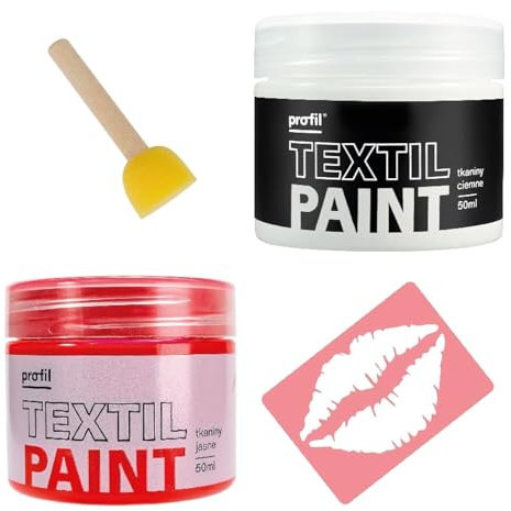Profil - DIY Kreatives Set Kiss Hoodie Trend von TikTok - Acrylfarben für Textilien - Stoffmalfarben 2 x 50 ml + Schwammpinsel + Kuss-Malschablone - Ein Geschenk für sie für ihn - zum Selbermachen