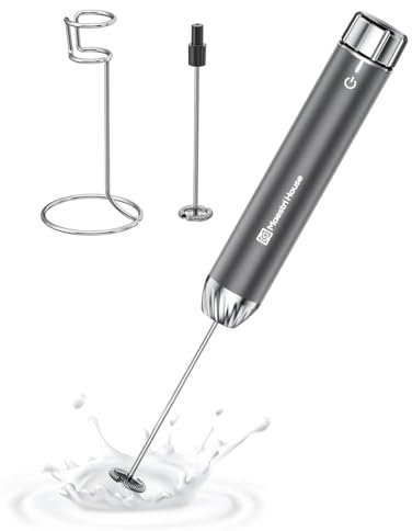 Maestri House Wiederaufladbarer Milchaufschäumer mit stufenloser Geschwindigkeitsregelung, wasserdichtem, abnehmbarem Edelstahlschneebesen. Elektrischer Handschaumbereiter für Latte, LunaFro Max