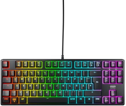 CHERRY XTRFY K4V2 TKL, Kabelgebundene Gaming-Tastatur ohne Nummernblock, Deutsches Layout (QWERTZ), RGB-Beleuchtung, Mechanische MX2A RED Switches, Schwarz