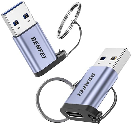 BENFEI Adaptador 10Gbps USB-A a USB-C 2-Pack Admite Carga de 5V 3A y transmisión de Datos PS de 10GB