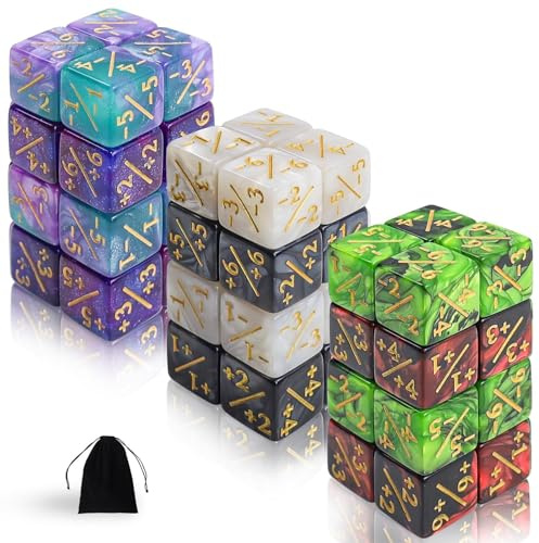 QUTHZZHY MTG Würfel Zähler, Magic Würfel 48 Stück, Zähler MTG, Dice D6 Token mit MTG, CCG, Kartenspiel Zubehör, mit Aufbewahrungsbeuteln