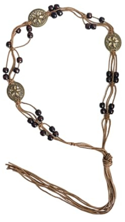 CULEO Ceintures femme, 1 ceinture bohème vintage tressée à la main avec pompon taille réglable chaîne jupe robe jean