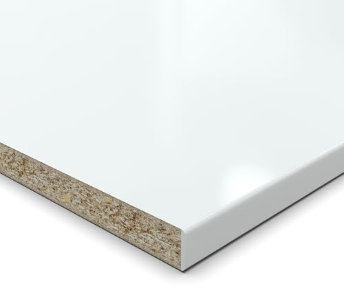 Pannello truciolato da 19 mm, bianco cristallo rivestito in resina melaminica, lunghezza fino a 200 cm, pannelli decorativi con 2 mm, a scelta: 70 x 60 cm (bordo in ABS lato lungo)