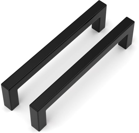 Goldenwarm 12 Stück Schrankgriffe Schwarz 128mm Löcherabstand Küchengriffe Möbelgriffe Schwarz Griffe Küche Schubladengriffe Griffe für küchenschränke Edelstahl