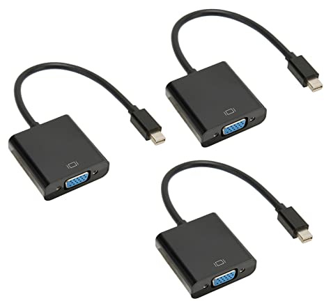 Tomantery Adattatore Mini a VGA Trasmissione Stabile Plug and Play per PC, Risoluzione 1900x1200 Supportata 60 Hz, Adattatore Mini DisplayPort a VGA da 3 Pezzi per Sala Riunioni di Ufficio