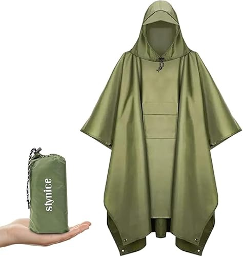 Stynice Lightweight Rain Poncho Waterproof Adult, Reusable Rain Coats for Women & Men with Hoods and Pocket, Rain Poncho Adult Waterproof Poncho for Outdoor Hiking Camping Traveling