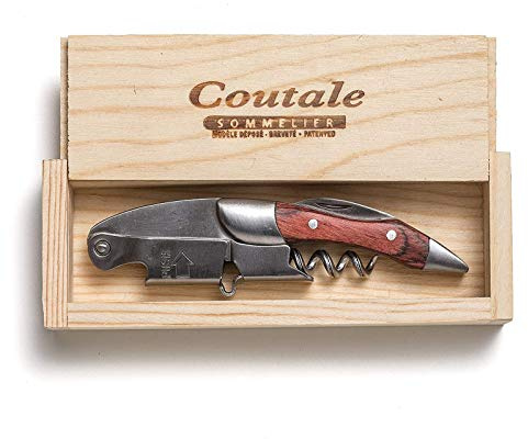 Prestige Waiters Corkscrew By Coutale Sommelier - Rosewood - Handmade and Sustainable Pinewood Crate - French Patented Spring-Loaded Double Lever Wine Bottle Opener for Bartenders and Gifts