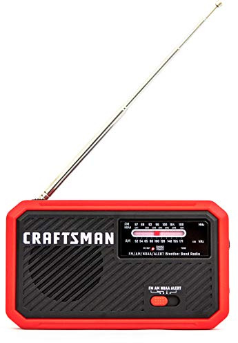 Craftsman Emergency Weather Alert Radio with Battery Backup, Phone Charger, Integrated Hand Crank/Solar Charging & LED Flashlight CMXZRAZW822