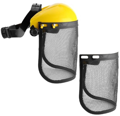 GUSTO 2 Pièces Visière de Protection Maille d'Acier Débroussailleuse Réglable Relevable Protection du Visage Yeux Face Shield 1 Cadre avec 2 Visières (2 Pièces)