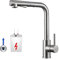 CECIPA Niederdruck Armatur Küche Ausziehbar, Wasserhahn Küche 3 Anschlüsse, Küchenarmatur Niederdruck mit Brause, Mischbatterie Küche Zwei Wasserstrahlarten, Wasserhahn für Boiler Edelstahl Gebürst